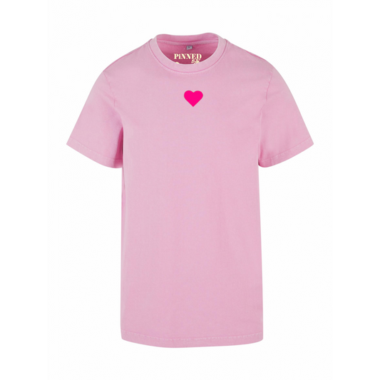 Washed T-shirt Pink Velvet Heart