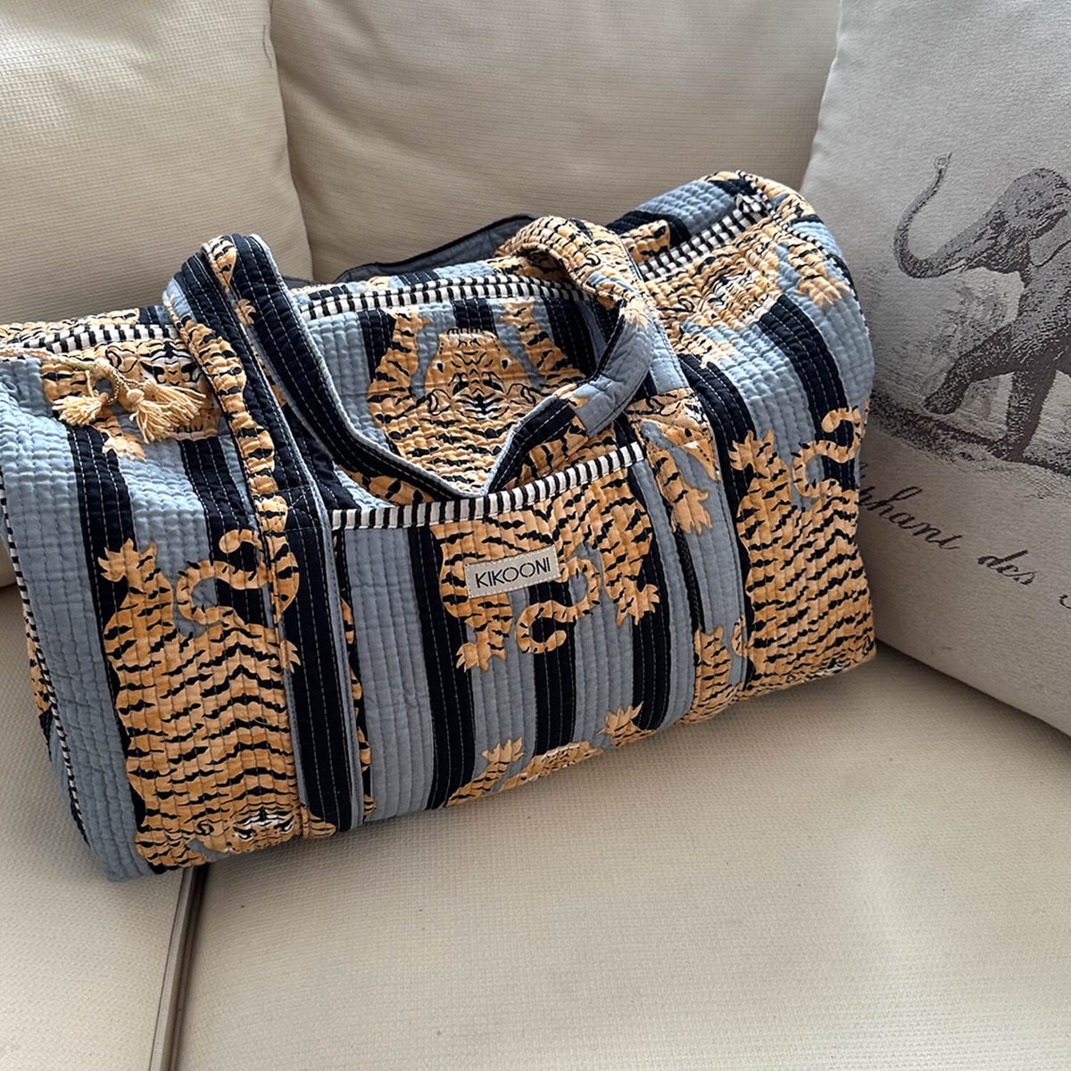 handgemaakte katoenen tas "Poppy Tiger Black"