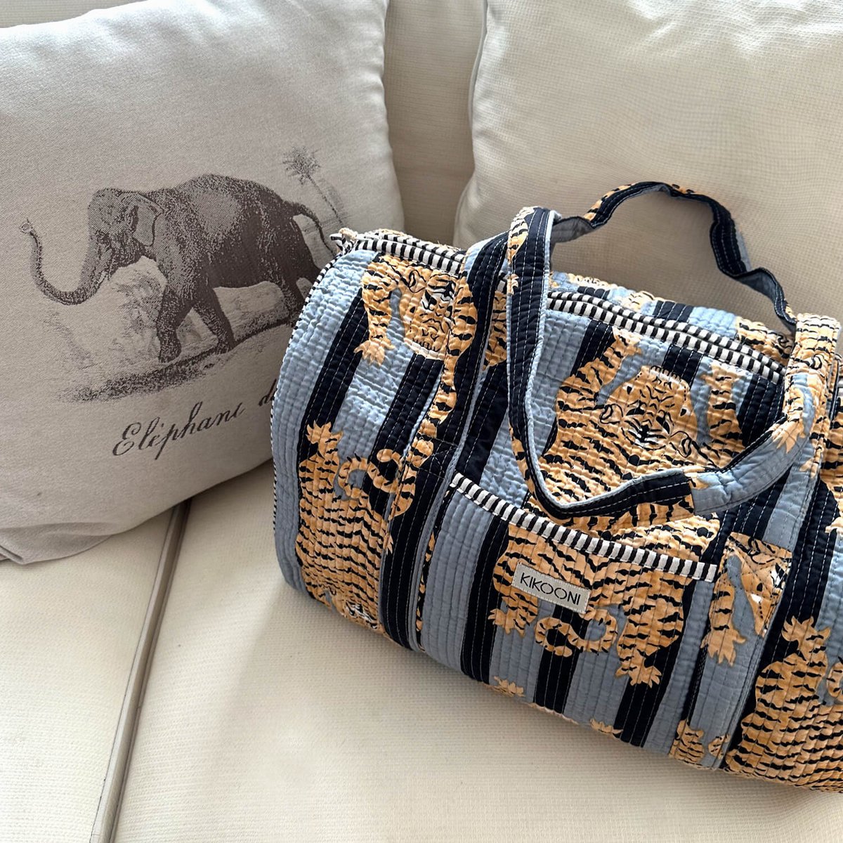 handgemaakte katoenen tas "Poppy Tiger Black"