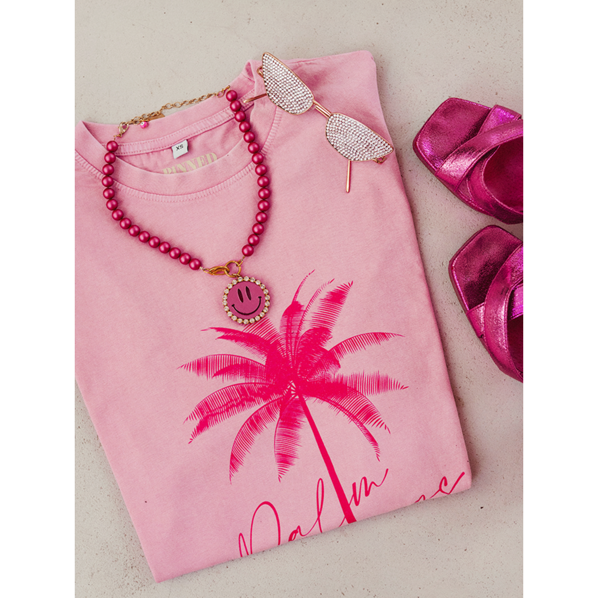 Washed T-shirt Palm Springs Neon Pink