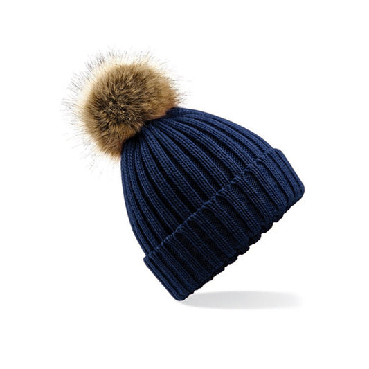 Beanie Heavy Knit Faux Fur