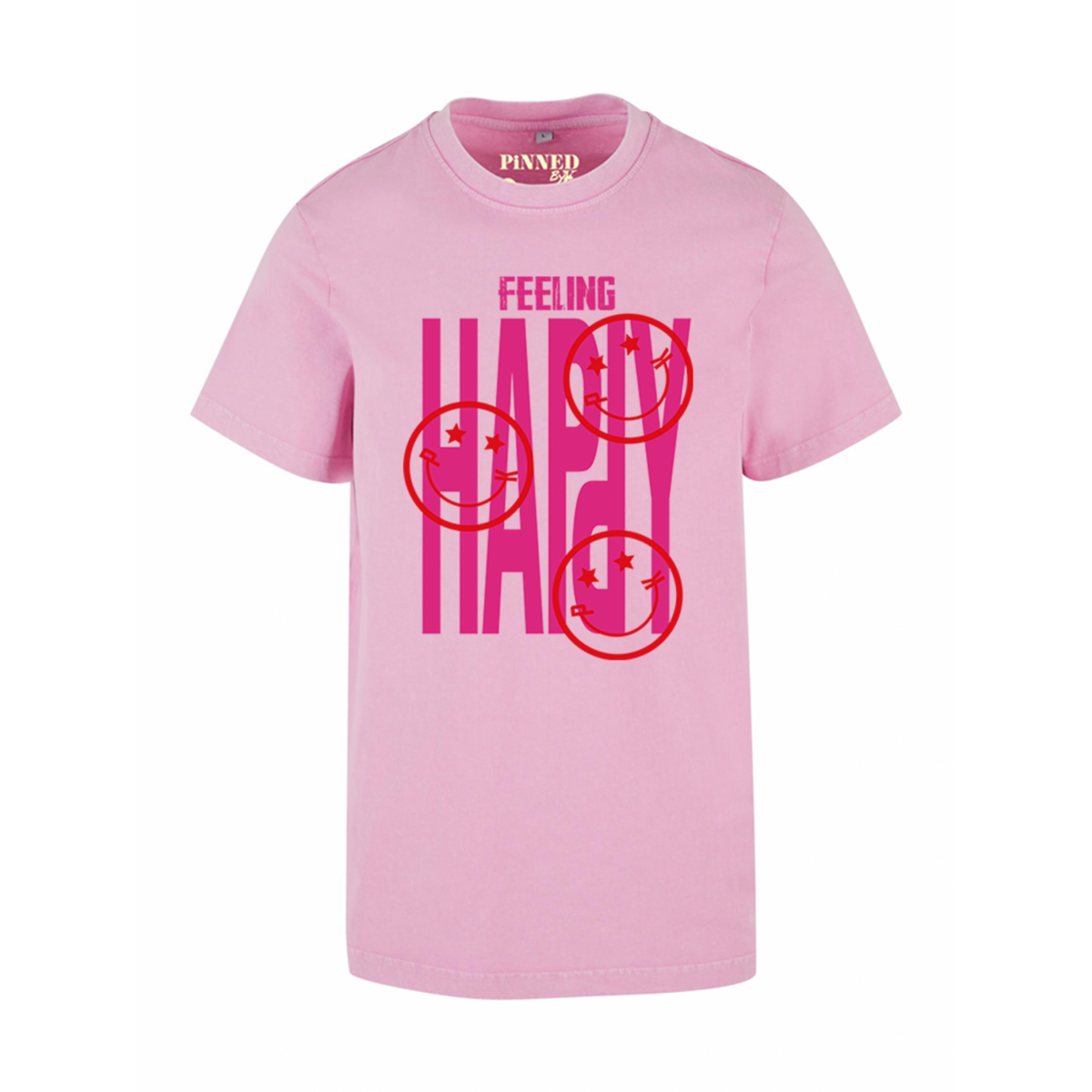 Gewassen T-shirt Feel Happy Heetroze