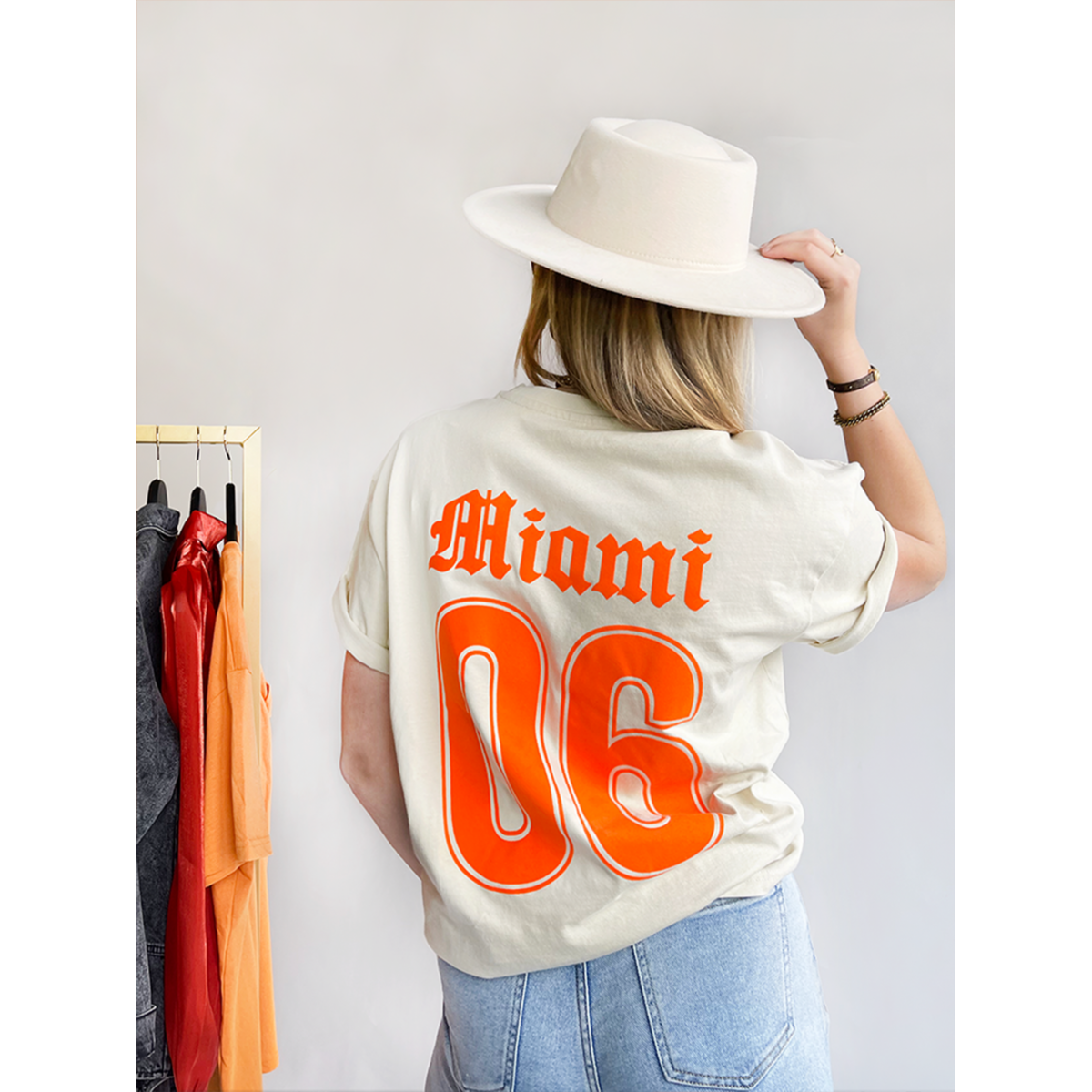 Oversized T-shirt Oranje Fluweel Miami 06