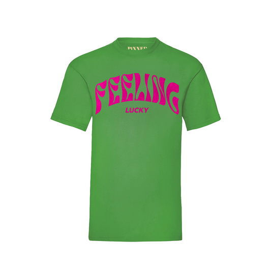 T-shirt Feeling Lucky Fluweel Neon Roze