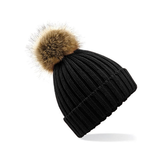 Beanie Heavy Knit Faux Fur