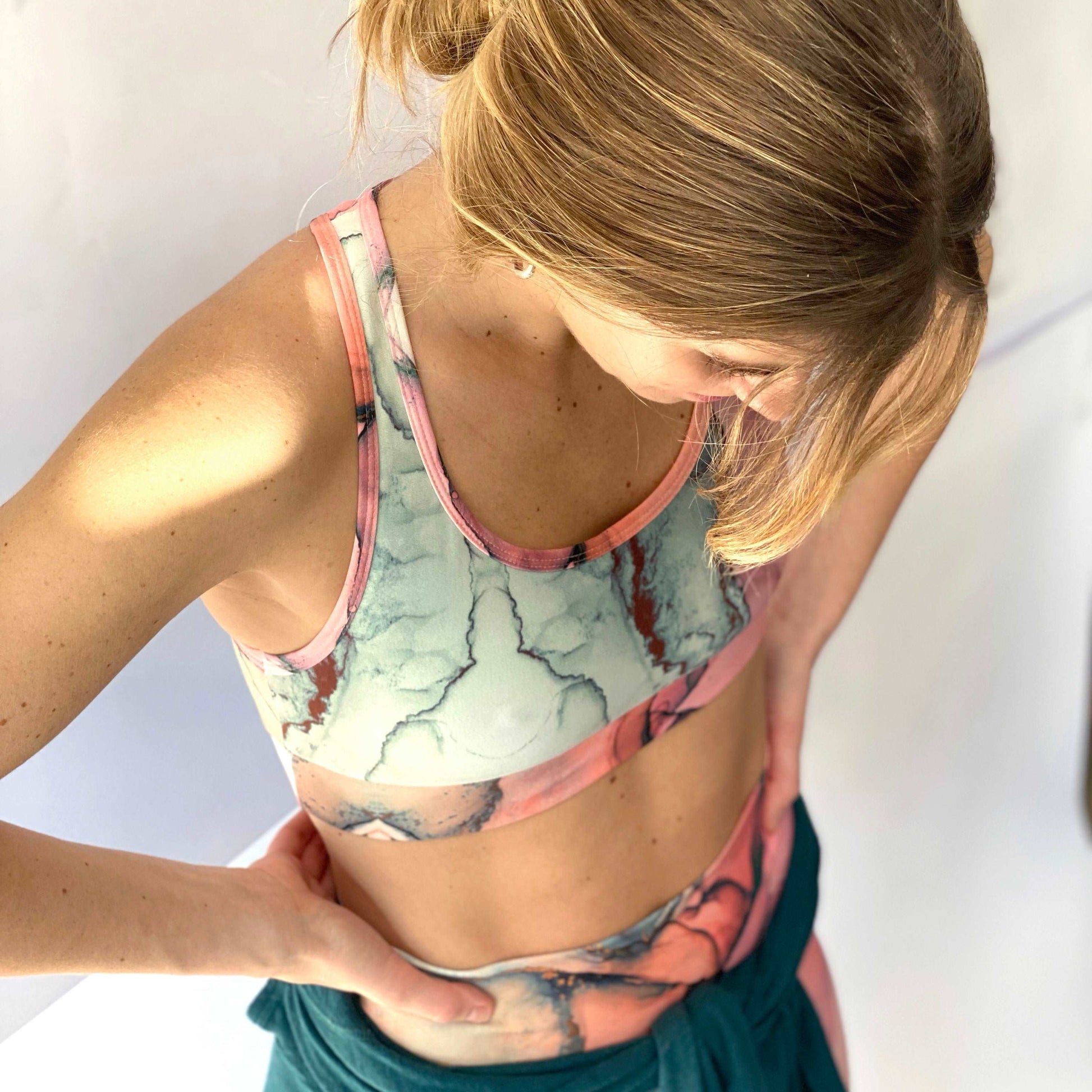 Pink MarbleSustainable Sports Bra