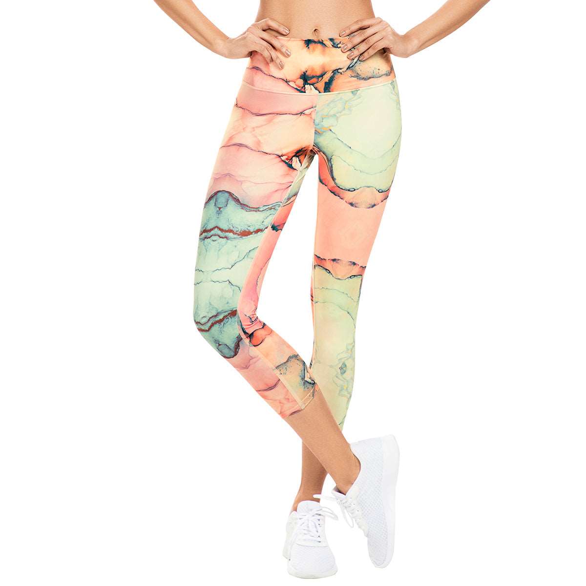 High Rise 7/8 Pink Marble Sustainable Leggings