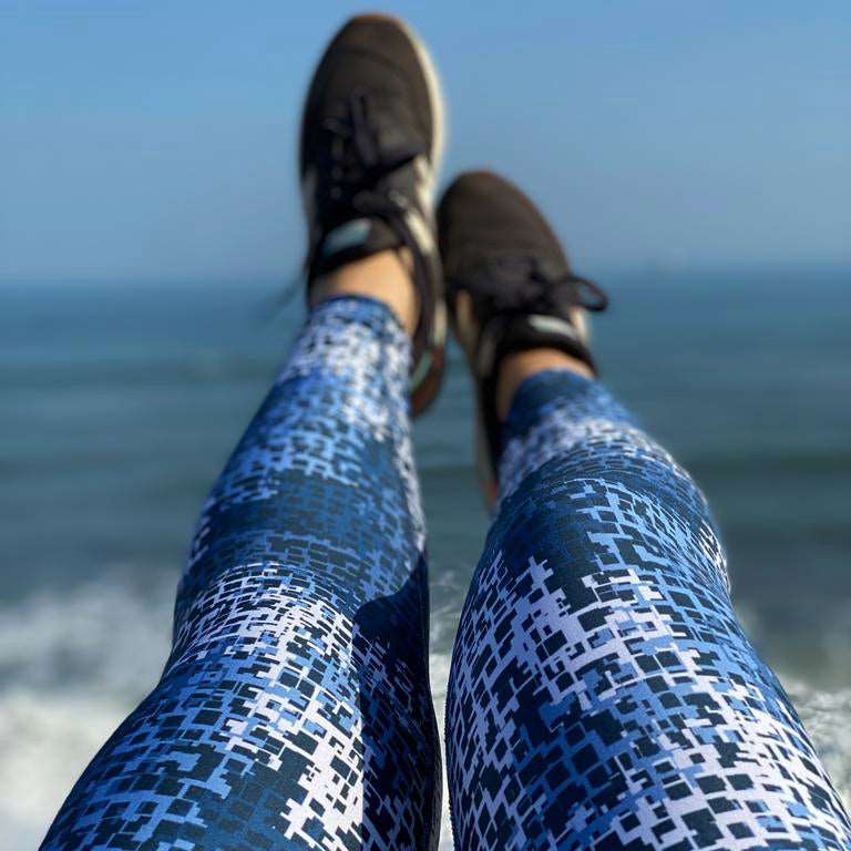 High Rise 7/8 Blue Abstract Sustainable Leggings