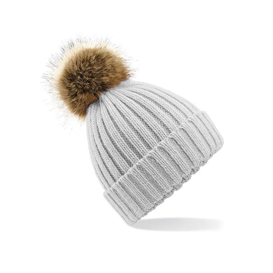 Beanie Heavy Knit Faux Fur