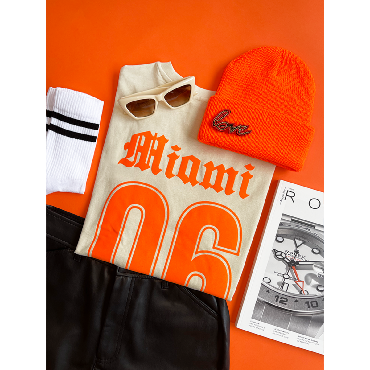 Oversized T-shirt Oranje Fluweel Miami 06