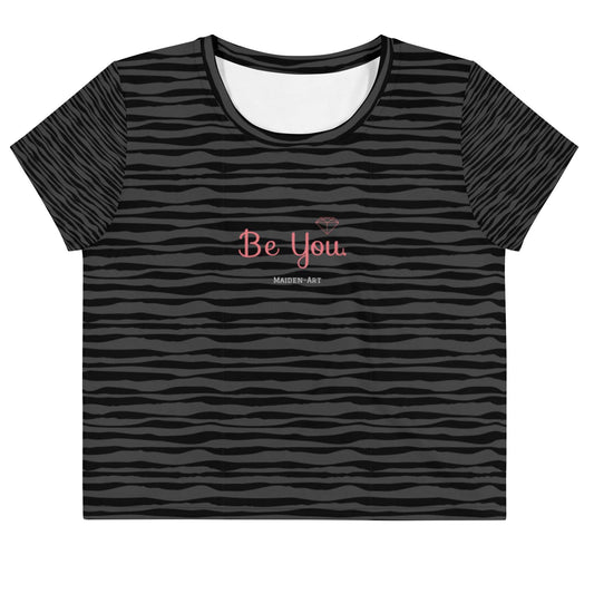 Be You All-Over Print Crop Tee - ZEBRA BLACK.