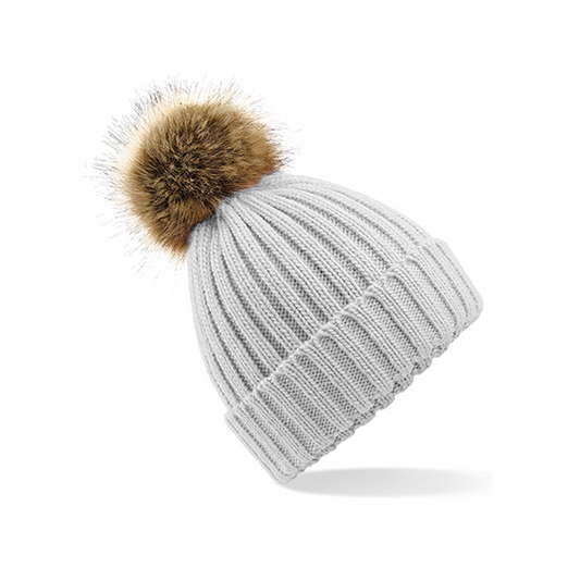 Beanie Heavy Knit Faux Fur