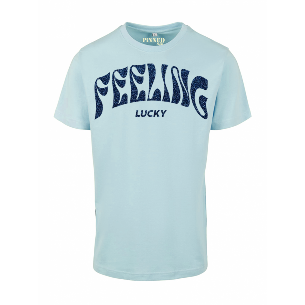 Regular T-shirt Feeling Lucky Dark Blue Glitter