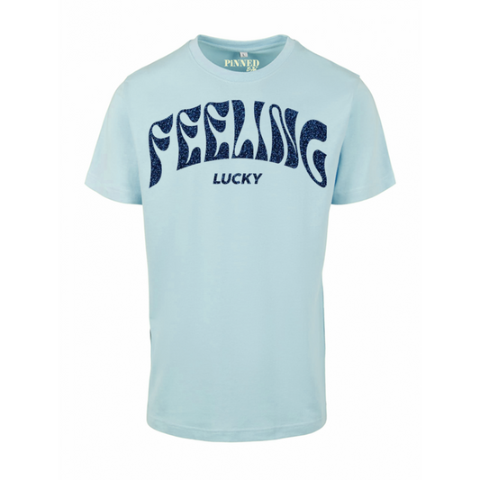 Regular T-shirt Feeling Lucky Dark Blue Glitter