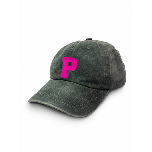 Cap Initial Neon Pink Velvet