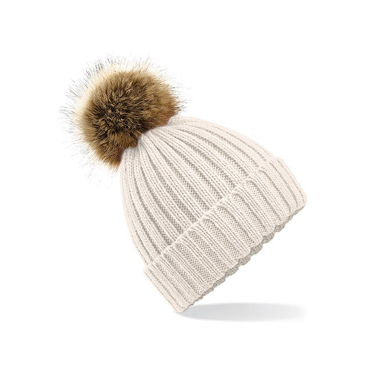 Beanie Heavy Knit Faux Fur