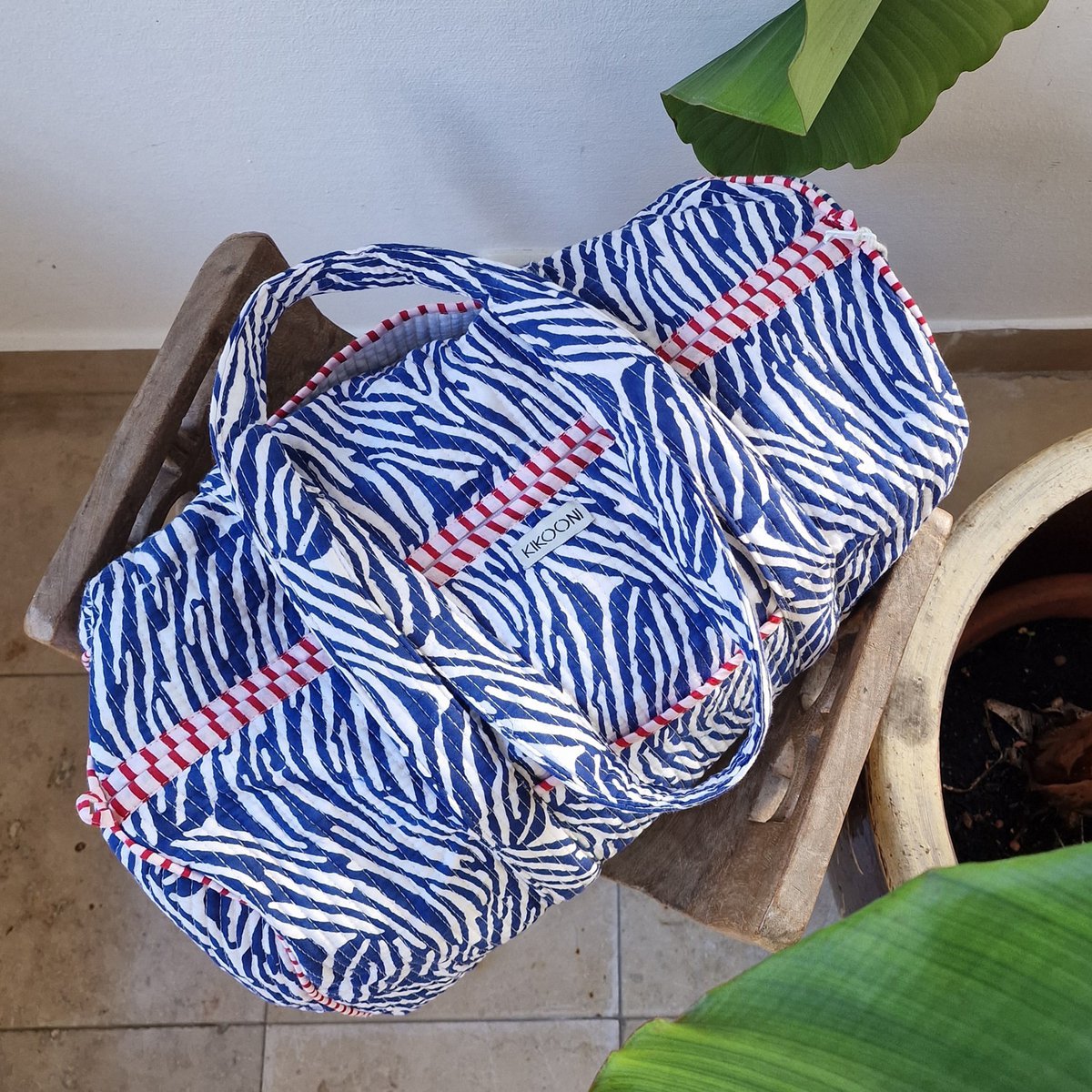 handgemaakte katoenen tas "blauwe zebra"