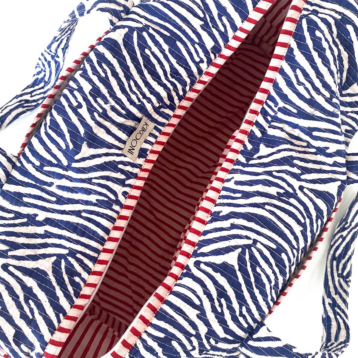 handgemaakte katoenen tas "blauwe zebra"